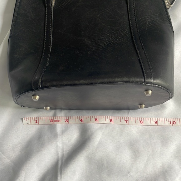 Saks Fifth Avenue Genuine Leather Black Structured Shoulder Bag - Picture 9 of 10